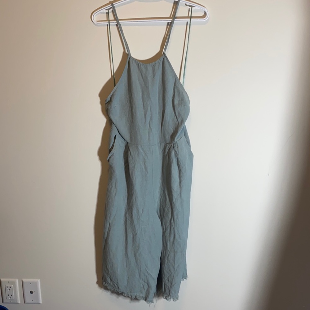 LUSH Clothing linen mint crop jumpsuit